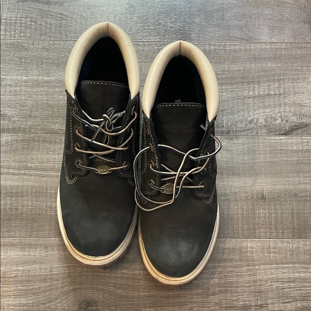 Men's Black/ Dark Gray Leather Boots